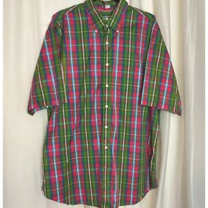 Peter Millar Weekender Finish Short Sleeve Plaid Casual Button Down Shirt